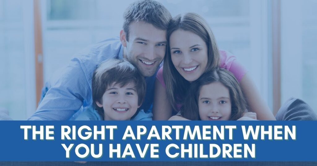 Ashford Communities blog cover photo with text on blue bar "The Right Apartment when you have Children"