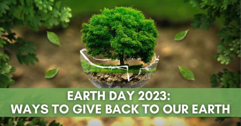Photo of a tree inside a glass jar with words Earth day 2023: Ways to Give Back to Our Planet - Ashford Communities